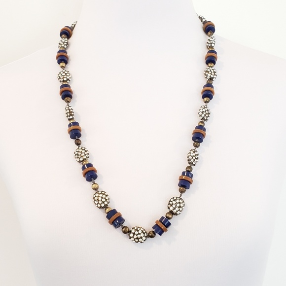 J. Crew Jewelry - J. Crew Sweater Necklace Barrel + Pave Beads